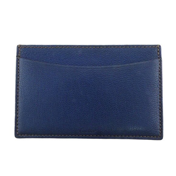 CARTIER Card Case Logo Beige Leather Authentic - Picture 1 of 7